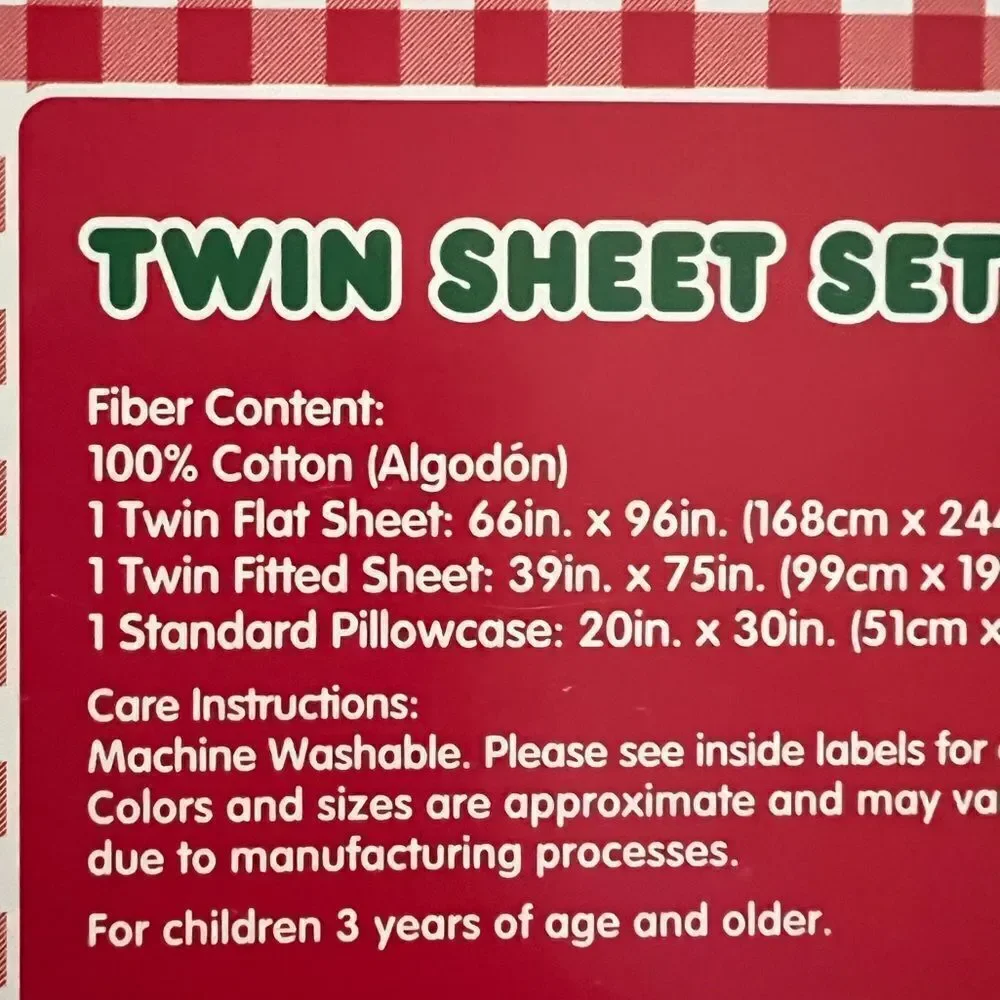 Hello Kitty Candy Cane Christmas Twin Sheet Set